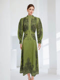 Plataz Early Spring And Autumn New Collar Embroidery Embroidery Process Single Buckle Waist Long Dress Woman