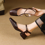 Plataz Size Women's Shoes Wrapped Head Thick Heel One-Word Sandals Women 2025 Summer New Low Heel Women's Shoes High Quality Shoes