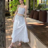 Plataz Sling Dress 2024 Summer New High-Rise Thin Holiday Dress Two-Set