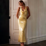 Plataz Lit Back Party Sexy Dress Red Cane Open-Fork Dress Three-Dimensional Flower Dress