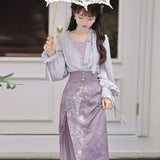 Plataz Design Grape Manor Chinese Style Women's Clothing Element Half Dress Set 8818