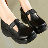 Plataz For Fat Feet Wide Feet Conciliate National Wind Year-Old Slope And Magic Sticker Solid Color Waterproof Table Mother Women Singles Shoes High Quality Shoes