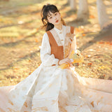 Plataz Goldfish Fireworks Chinese Wind Improvement Han Elements Women's Blouse Vest Skirt 8888