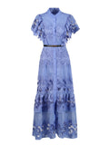 Plataz Temperament Fashion Elegant Style Dress 2025 New Collar Embroidery Sleeker Sleeker Summer New Long Dress Woman