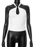 Plataz Women's Sleeveless Backs Piercing Hanging Neck Strapt Tight Vest Tops DJPT