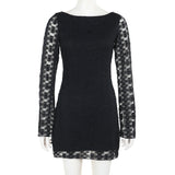 Plataz Autumn 2025 New Fashion Temperament Sexy Knitted Lace Short Dress Woman DJPT