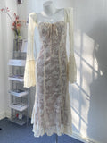 Plataz French Lace Dress Sexy Horn Sleeve Dress Babes Design Fish Bone A Skirt Dress HZ0628