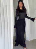 Plataz 2024 New Folding Waist Thin Long Sleeves Big Set Of Famous Dress