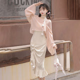 Plataz Design Gentle Autumn Chinese Style Improvement Han Elements Women's Coat Sling Skirt Suit 6934