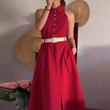 Plataz New Women's Dress French Retro Temperament High-End Beauty Sleeveless Long Dress Two-Piece