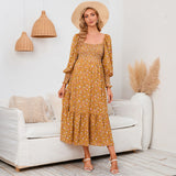 Plataz 2025 New Spring Pregnant Woman Chiffon Dress Small Broken Floral Dress Maternity