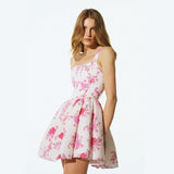 Plataz Body-Repair Party Dress With A Word-Letters To Receive Waist Sling Skirt Broken Roses