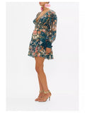 Plataz Autumn And Winter Australian Tide Brand CML Retro Court Silk Print V-Neck Dress