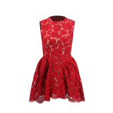 Plataz Dew Flower Mist Sleeveless Skirt Floral Lace Dress 2025 New Female Summer Collar Crooge Ponpong Skirt Dress Dress