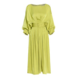 Plataz French Style Dress 2025 Summer New Round Collar Collar With Shoulder Sleeve Texture Waist Dress Dress Dress Woman
