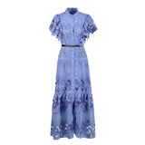 Plataz Temperament Fashion Elegant Style Dress 2025 New Collar Embroidery Sleeker Sleeker Summer New Long Dress Woman