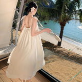 Plataz New Seaside Tour Slings Bare Back Gentle Wind Holiday To Take Pictures Beach Dress Long Dress Summer