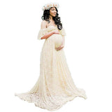Plataz Women's Lace Pregnant Women Tail Short-Sleeved Dress Photography Flying Sleeve Dress 8919 (Special Price) Maternity
