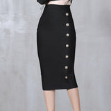 Plataz And Winter New Waist Slim Half Skirt Fashion Slit Buckle Long Skirt Slim Bandage Nepotism
