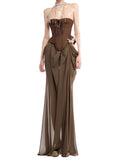 Plataz Thoracic Fish Bone Dress Tied With Waste Soil Breeze Niche Design Thin Temperament Dress Dress HZ0628