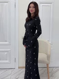Plataz Spring Festival New Fashion Temperament Long-Sleeved Body Lotus Leaf Side A-Shaped Dress Dress Dress Woman