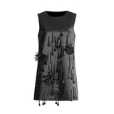 Plataz Elegant Famous Style Dress 2025 Summer New Niche Collar Three-Dimensional Flower Tuxedo Dress Woman