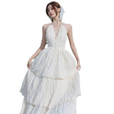 Plataz Design Sense Niche Sleeveless Hanging Neck Dress Fairy Summer Seaside Holiday Dress