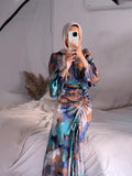Plataz East Autumn 2024 New Folds To Receive Thin Waist Exotic Style Long Sleeve Long Dress Dress Woman