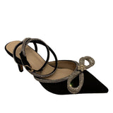 Plataz Sandals 2025 Spring Lady Water Diamond Bow Women's Shoes Fine Heel Head French Beauty Sandals High Quality Shoes