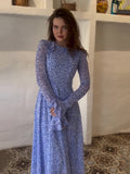Plataz White-Wave Dot Splicing Lotus Leaf Sleeve Doll Collar Sweet Long Sleeve Thin Small Dress