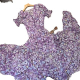 Plataz New Sen Ion Purple Rags Fashion Fresh Body Soak Sleeve Holiday Trip To Shoot Long Chiffon Dress Woman