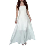 Plataz 2024 New Female Decoration Height Waist Simple Temperament High-Grade Breast-Smear Lightweight Dress