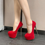 Plataz And Autumn New Fashion Sexy Night Club High Heel Single Shoes Water Table Shallow Fine Heel Women's Shoes 45 Yards High Quality Shoes