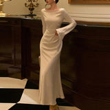 Plataz Women's Summer New Elegant Commute Pure Long Sleeve Fashion Dress DJPT