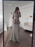 Plataz 2025 New Retro Soft And Pure Color Long Sleeve Blouse Long-Sleeved Dress Elegant And Comfortable Suit Woman