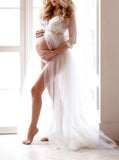 Plataz Spring And Summer Pregnant Women Swing Lace Mesh Dress Dress Maternity