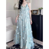 Plataz Beauty Three-Dimensional Flower Mesh Dress 2025 New Teen Temperament Sling Dress