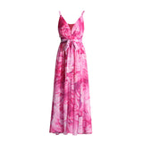 Plataz Elegant Style Dress 2025 New High-End Hanging Neck Ribbon V-Neck Print Inside The Dress