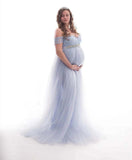 Plataz Women's Short-Sleeved Lace Splicing Mesh Pregnant Woman'stail Dress Photo Dress 1223 Maternity