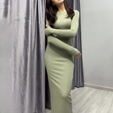 Plataz 2024 Women's Fashion Sexy Tight-Groomed And Comfortable Solid Color Long Dress