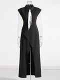 Plataz Street Style Shirt Dress 2025 Spring New Collar Heavy Industry Tie With Body-In-Body Temperament Dress Dress Woman