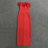 Plataz Braided Tat-Carnated Feathers Elegant Tight-Bossed Party Party Dress Dress