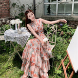 Plataz Tourism Wearing Bare Back Seaside Holiday Dress Bohemia Long Dress Hanging Neck Super Fairy Dress Women's Beach Dress