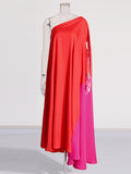 Plataz Dress 2025 New Color Personality Slant Shoulder Loose Summer Long Dress