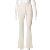 Plataz Women's Clothing 2025 Autumn New High-Rise Repair Micro-Horn Leisure Trousers DJPT