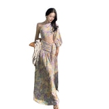 Plataz Long Sweet Hottie Beach Dress Women's Broken Flower Dress Sanya Thailand Seaside Holiday Dress Summer