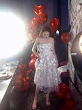 Plataz And Summer 2025 Color Three-Dimensional Flower Embroidery Mesh Splicing Bra Dress Dress Dress Woman