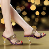 Plataz The Summer Of 2025, The New Water-Drilled Cool Slippers Women's High-Heeled Shoes Temperament Diamond Slippers Fashion Flip-Flops High Quality Shoes