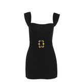 Plataz Summer 2025 New Sexy Bag Evening Dress Fashion Style Metal Accessory Vest Dress Woman DJPT