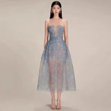 Plataz 2025 Three-Dimensional Flower Lace Perspective Yarn Dress Dress Dress Dress Dress Woman